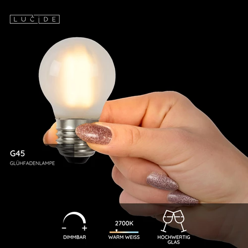 Lucide G45 - Glühfadenlampe - Ø 4,5 cm - LED Dim. - E27 - 1x4W 2700K - Matte - USP